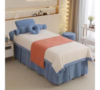 Ensemble de litière de salon de beauté 4pcs, ensembles de feuilles de spa de massage de fumigation ， Four Seasons Universal Multi-Oriend Set bleu Square bedside 185 * 80cm(72.8 * 31.5in）