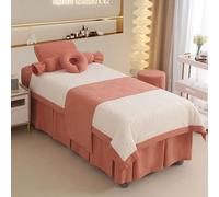 Ensemble de litière de salon de beauté 4pcs, ensembles de feuilles de spa de massage de fumigation ， Four Seasons Universal Multi-Oriend Set Orange Square bedside 185 * 70cm (72.8 * 31.5in）