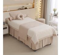 Ensemble de litière de salon de beauté 4pcs, ensembles de feuilles de spa de massage de fumigation ， Four Seasons Universal Multi-Oriend Set Khaki Square bedside 185 * 70cm (72.8 * 31.5in）
