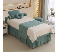 Ensemble de litière de salon de beauté 4pcs, ensembles de feuilles de spa de massage de fumigation ， Four Seasons Universal Multi-Oriend Set vert Square bedside 190 * 80cm (74.8 * 31.5in)