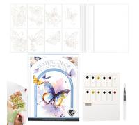Ensemble de livres aquarelle, papier à colorier et accessoires de papeterie - Livre à eau pour l'art des couleurs - Pour filles, adolescents, débutants, amateurs, adultes, étudiants, maison, école