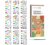 Ensemble de livres de coloriage à l'aquarelle - Bloc de coloriage portable au format de poche, kit d'activités créatives pour , carnet de croquis avec pinceaux de couleur | Cadeau