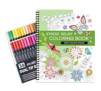 Ensemble de livres de coloriage pour adultes : livre de coloriage pour adultes relaxant avec 36 couleurs Mrakers, livre de coloriage en spirale pour soulager le stress avec 30 motifs inclus, mandala