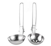 Ensemble de louches à fente pour marmite chaude, cuillères à passoire à Long manche, écumoire de cuisine, ustensiles de cuisine, couverts de Camping pliables 2 pièces (Cuillère à fentes et cuillère à