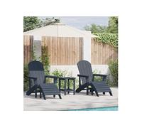 Ensemble de Lounge Adirondack Deux Pièces Bleu Marine HDPE pour l'extérieur, design confortable à lattes 3335843