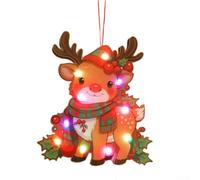 Ensemble de lumières de vacances avec Père Noël, renne, ours et couronne pour décoration de fenêtre - Blanc chaud - Améliore l'atmosphère festive