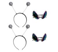 Ensemble de Lunettes de Cosplay Antenne Extraterrestre Argenté 2 Sets | Plastique, pour Garçon et Filles, Masque et Fête, Accessoire pour Cheveux Amusant Verres Assortis