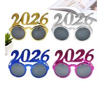 Ensemble de lunettes de fête 2026 | Accessoires pour Nouvel An, cosplay, soirée cinéma séance photo | Lot de 4 pour, adultes, bureau, fête du Nouvel An et session de f