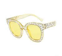 Ensemble de lunettes de soleil rétro en strass pour femme - Protection UV - Tendance - Pour les occasions occidentales pour éleveur - Superbe pour les bords pour la mariée pour le champagne pour les