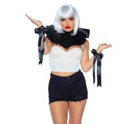 Ensemble de luxe avec collerette Ã volants et poignets assortis femme Leg Avenue Noir TU