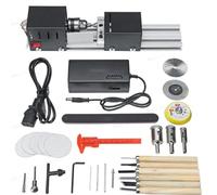 Ensemble de machine de polissage de perles de tour 6 en 1, mini scie de table, usinage CNC pour table, travail du bois, outil de bricolage, tour standard, transparent black