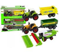 Ensemble de machines agricoles Tracteurs avec remorque et moissonneuse