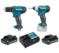 Ensemble de machines MAKITA AKU - tournevis DF333 et clé dynamométrique TD110 en coffret aluminium CLX224X