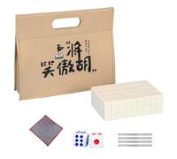 Ensemble de Mahjong chinois, ensemble de tuiles de Mahjong - Petit pack de Mahjong de voyage,Jeu de société Mahjong, jeu de Mahjong familial comprenant une nappe, un sac de transport, des dés, une règ