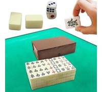 Ensemble De Mahjong Chinois - Jeu De Tuiles De Voyage Portable En Mélamine | 144 Tuiles Mah Jong Avec Dés, Jeu De Société Compact Avec Étui De Transport Pour Adultes, Réunions De Famille, Fêtes, Vacan