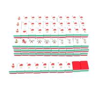 Ensemble de Mahjong en Acrylique 160 Tuiles pour Soirée de Jeu en Famille | Carreaux à Dos Rouge, Anti-rayures, Comprend des Jokers et des Carreaux Blancs, avec des Thèmes de Vacances