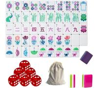 Ensemble de Mahjong en acrylique de 160 pièces - Jeu de voyage américain à 4 couches avec sac de rangement(Deep purple)