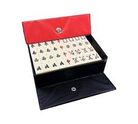 Ensemble de mahjong portable 144 carreaux en acrylique avec étui de | 144 carreaux en acrylique, chiffres arabes et caractères chinois gravés, étui de rangement, adapté pour les fêtes et la