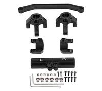 Ensemble de maillons de direction avant RC en alliage d'aluminium, ensemble de direction avant de voiture RC pour ECX Barrage 1/24 RGT 1/24 FTX 1/24, ensemble de fusée de (Noire)