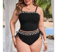 Ensemble de maillot de bain 2026 Printemps & Été Femmes grande taille avec décoration coquillage, sexy, pour la Coupe du Monde, fête de plage 0XL,1XL,2XL,3XL,4XLUnicoloreÉtoffe