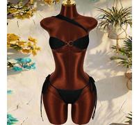 Ensemble de maillot de bain 3 pièces pour femmes, sexy & avant-garde, convient pour les vacances, accessoires métalliques, détails ajourés, mignon & sexy L,M,S,XLUnicoloreÉtoffe