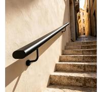 Ensemble de main courante minimaliste moderne, rampe d'escalier pour escaliers intérieurs/extérieurs, terrasse, pente, barre d'appui murale en métal, antidérapante, noir(500cm)