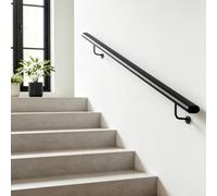 Ensemble de main courante noire minimaliste moderne, mains courantes pour escaliers intérieurs, terrasse, pente, porche, grenier, mains courantes d'escalier murales, sans rouille(360cm)