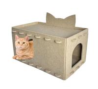 Ensemble De Maison À Gratter Pour Chat - Feutre Gris, Isolation Phonique Robuste, Conception D'assemblage De Puzzle Innovante Pour Le Branchement, Structure À Deux Couches Pour Plus D'espace | Nid Sta