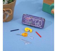 Ensemble de Maison de poupée Miniature avec boîte à Crayons, règle et étude Decor Jouet, pour Maison de poupée Maison Miniature modèle Bricolage décor poupée Maison Accessoires Coloriage Maison Jeu