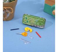 Ensemble de Maison de poupée Miniature avec boîte à Crayons, règle et étude Decor Jouet, pour Maison de poupée Maison Miniature modèle Bricolage décor poupée Maison Accessoires Coloriage Maison Jeu