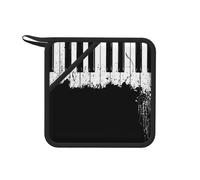 Ensemble de maniques carrées en silicone imprimé piano - Antidérapantes et résistantes à la chaleur - Pour la cuisine et la pâtisserie