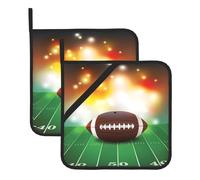 Ensemble de maniques de sport en forme de ballon de football américain sur gazon pour cuisine et barbecue - Résistants à la chaleur, parfaits pour la pâtisserie, les grillades