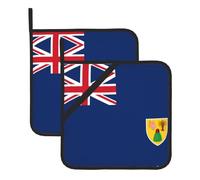 Ensemble de maniques - Drapeau des îles Turques et Caïques - Maniques - Maniques de four - Tapis chauffants pour barbecue et grillades - Accessoires de cuisine carrés