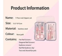 Ensemble De Manucure[7 Pcs],Kit De Coupe-Ongles,Kit Pedicure,Trousse De Pédicure Manucure,Professionnel Acier Inoxydable Pédicure Nail Clipper Outils Kit De Toilettage(Rose)