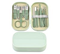 Ensemble de manucure et pédicure 14 pièces en acier inoxydable rose et bleu, ciseaux à ongles, coupe-ongles, cuillère à creuser les oreilles pour hommes et femmes, SET110, vert