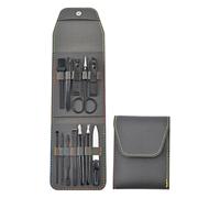Ensemble de manucure et pédicure élégant avec pochettes de voyage en polyuréthane 12 pièces Outils de soins des ongles en acier inoxydable pour homme et femme Ensemble de manucure avec pochette en PU