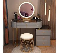 Ensemble de maquillage à écran tactile avec luminosité réglable, 3 modes de couleur, tabouret inclus, décoration élégante de chambre à coucher, design glamour pour espaces élégants