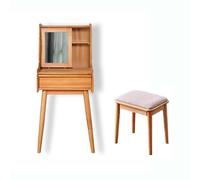 Ensemble de maquillage avec miroir et tabouret, grande et petite taille, finition cerise, 50 x 45 x 119,5 cm, idéal pour chambre à coucher, tiroirs de rangement, parfait pour filles et femmes