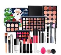 Ensemble de maquillage de Noël, étanche et durable, fournitures cosmétiques portables, kit de maquillage multifonctionnel avec boîte de rangement pour filles et femmes