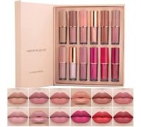 Ensemble de maquillage de rouge à lèvres, pigments intenses, ensemble de cadeau de maquillage pour les lèvres longue durée imperméable (12 couleurs) - cadeaux pour les femmes (A)