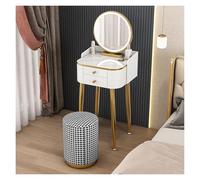 Ensemble de maquillage moderne avec miroir éclairage LED et tabouret, coiffeuse élégante pour chambre à coucher ou dressing, 3 modes d'éclairage de couleur, gris, 60 x 40 x 8 cm