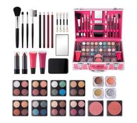 Ensemble de maquillage pour débutants, boîte de maquillage pour adolescents avec fard à paupières, surligneur, blush, pinceau et plus encore, étui de transport portable pour étudiants, ensemble de