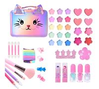 Ensemble de Maquillage pour Filles | Jouet cosmétique sûr pour la Vraie Princesse, kit de Maquillage de Princesse avec Sac en Forme de Chat - pour et Filles, Vacances, Anniversaires, fêtes et