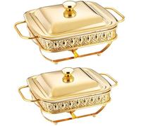 Ensemble de marmite chauffante pour buffet - Plateau de marmite pour four de chauffage de buffet, équipement de conteneur de chauffage de buffet et serveur de buffet, four à repas (Size:1.8L,Color:Or)