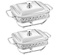 Ensemble de marmite chauffante pour buffet - Plateau de marmite pour four de chauffage de buffet, équipement de conteneur de chauffage de buffet et serveur de buffet, four à re(Size:1.8L,Color:Argent)