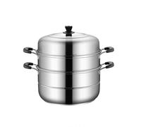 Ensemble de marmite vapeur à 3 couches, grande capacité avec couvercle, pour cuisinière à gaz et à induction, cuisine familiale et restauration