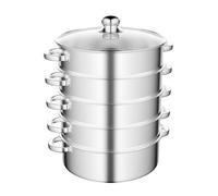 Ensemble de marmites à la Vapeur 5 Niveaux de 28cm, cuiseur à la Vapeur en Acier Inoxydable Faisant Cuire Une cocotte à la Vapeur