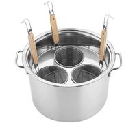 Ensemble de marmites à pâtes en acier inoxydable, cuiseur vapeur multi-pots avec panier-filtre pour la cuisine, le restaurant et la maison, 4 trous