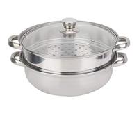 Ensemble de Marmites à Vapeur en Acier Inoxydable à 2 Couches, Cuiseur Vapeur pour la Cuisson, Casserole de Tous les Jours, Ensemble de Casseroles à Vapeur, avec Couvercle en Verre, Casserole à Induct