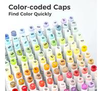 Ensemble de marqueurs à alcool Ohuhu à pointe de pinceau - 120 couleurs, à double pointe avec pinceau et pointe à burin pour artistes adultes, coloriage et illustration - Série Honolulu